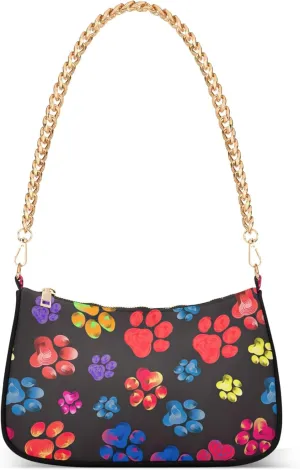 Blooming Pink Flowers Dressy Purses Hobo Trendy Bag Women Small Handbags Chain Shoulder Bags Formal