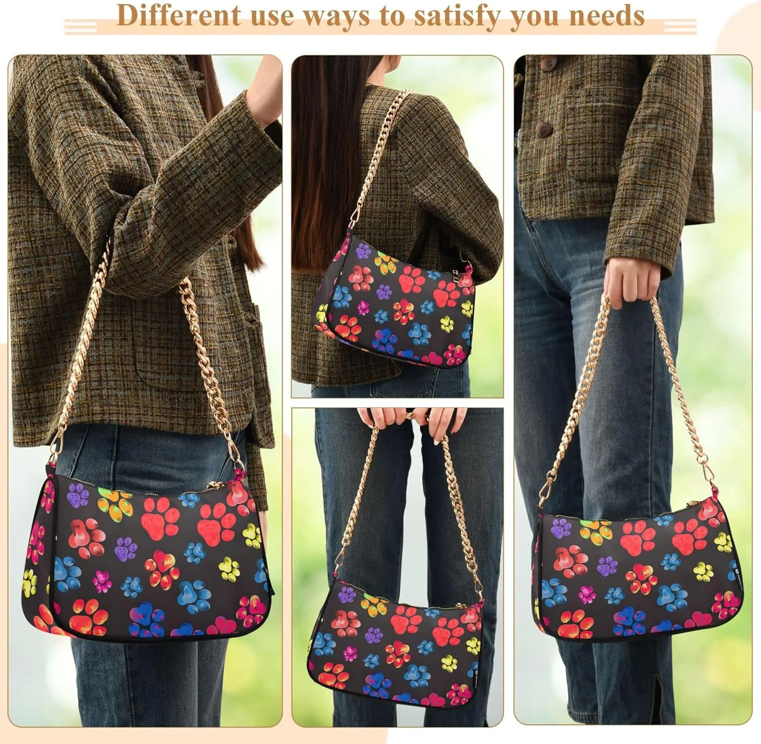 Blooming Pink Flowers Dressy Purses Hobo Trendy Bag Women Small Handbags Chain Shoulder Bags Formal