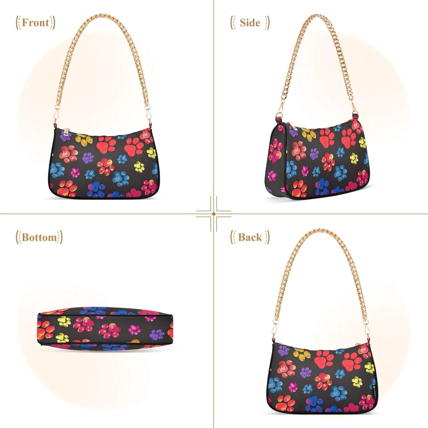 Blooming Pink Flowers Dressy Purses Hobo Trendy Bag Women Small Handbags Chain Shoulder Bags Formal