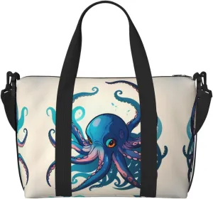 Blue and purple Octopus Duffel Bags for Traveling - Lightweight Personal Item Travel Bags for Women, Gym Bags for Men