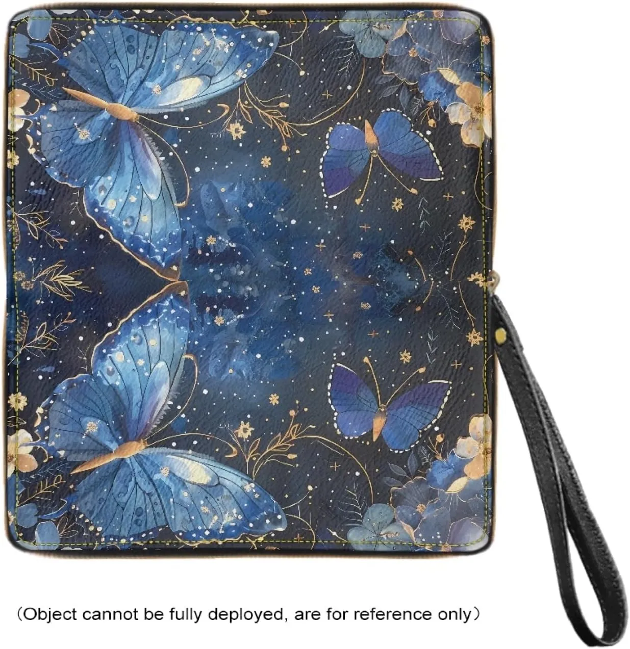 Blue Butterfly Wristlet Long Wallet for Travel Shopping Credit Card Organizer Women Handbag Phone Holder Clutch Bags Coin Purse