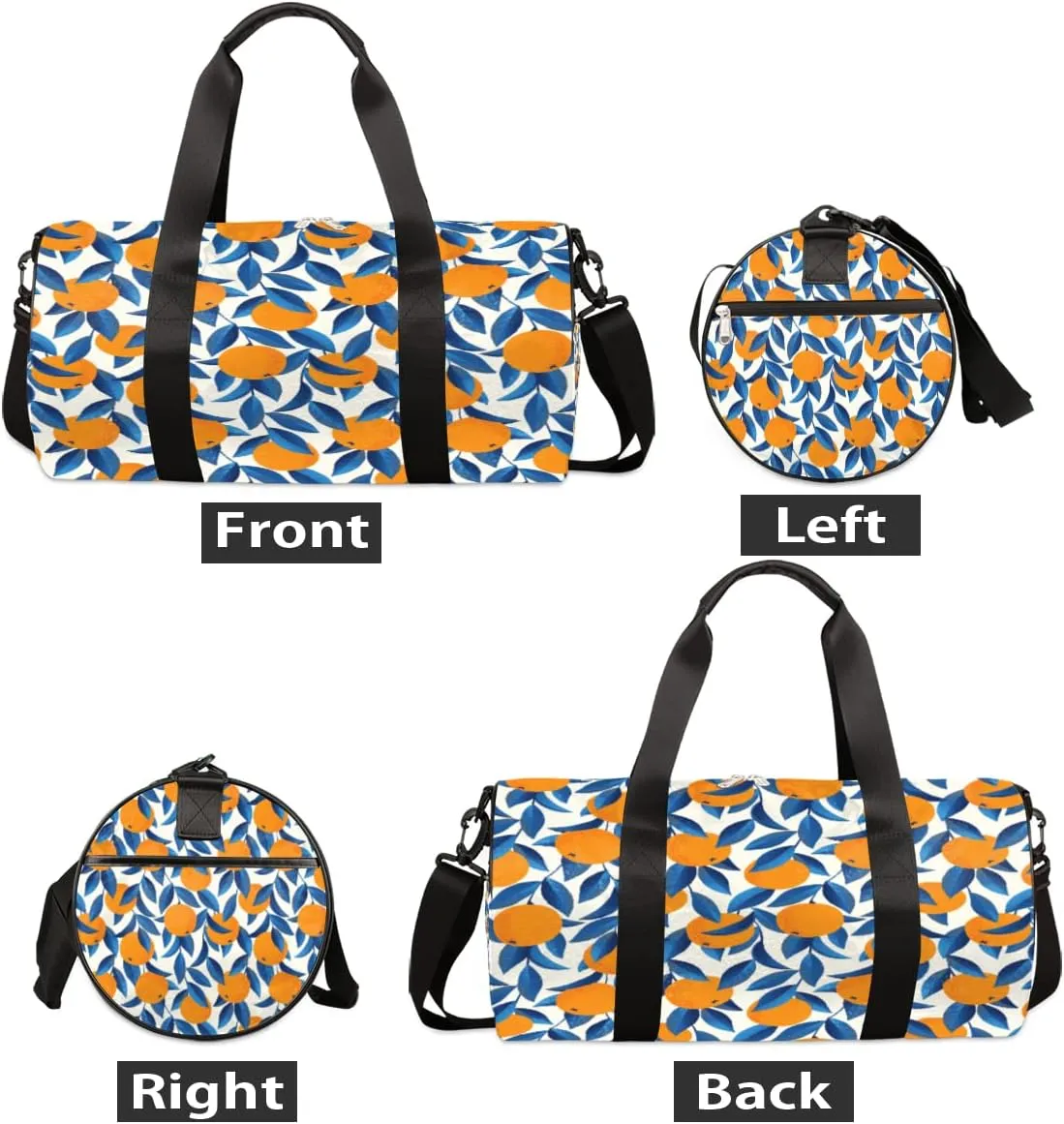 Blue Leaves Fruit Gym Bag Small Gym Duffel Bags for Men Women Overnight Weekender Bag Lightweight Sport Duffle Bag Carry On Gymbag