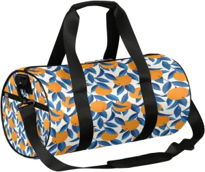 Blue Leaves Fruit Gym Bag Small Gym Duffel Bags for Men Women Overnight Weekender Bag Lightweight Sport Duffle Bag Carry On Gymbag