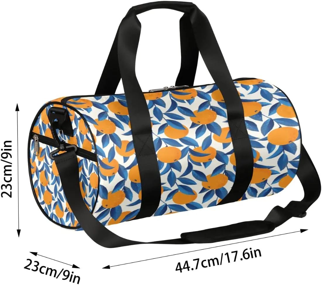 Blue Leaves Fruit Gym Bag Small Gym Duffel Bags for Men Women Overnight Weekender Bag Lightweight Sport Duffle Bag Carry On Gymbag