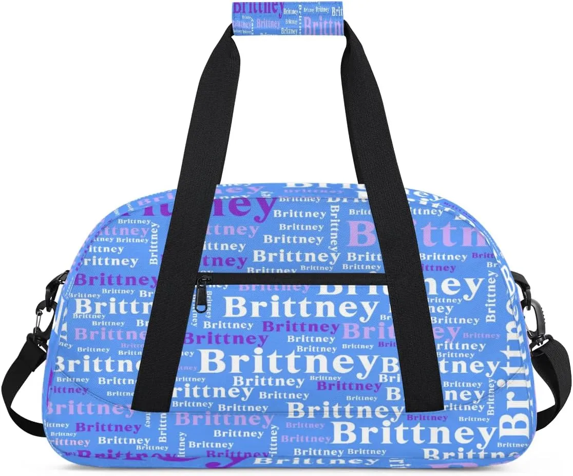 Blue Personalized Duffle Bag for Kids Custom Dance Ballet Bag with Name Lightweight Travel Weekender Overnight Bags Sport Gym Duffel Bag Workout Carry On Tote for Girls Boys