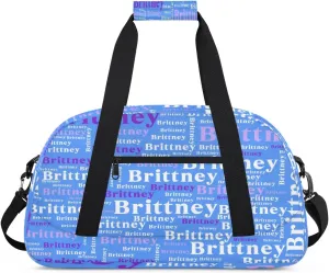 Blue Personalized Duffle Bag for Kids Custom Dance Ballet Bag with Name Lightweight Travel Weekender Overnight Bags Sport Gym Duffel Bag Workout Carry On Tote for Girls Boys
