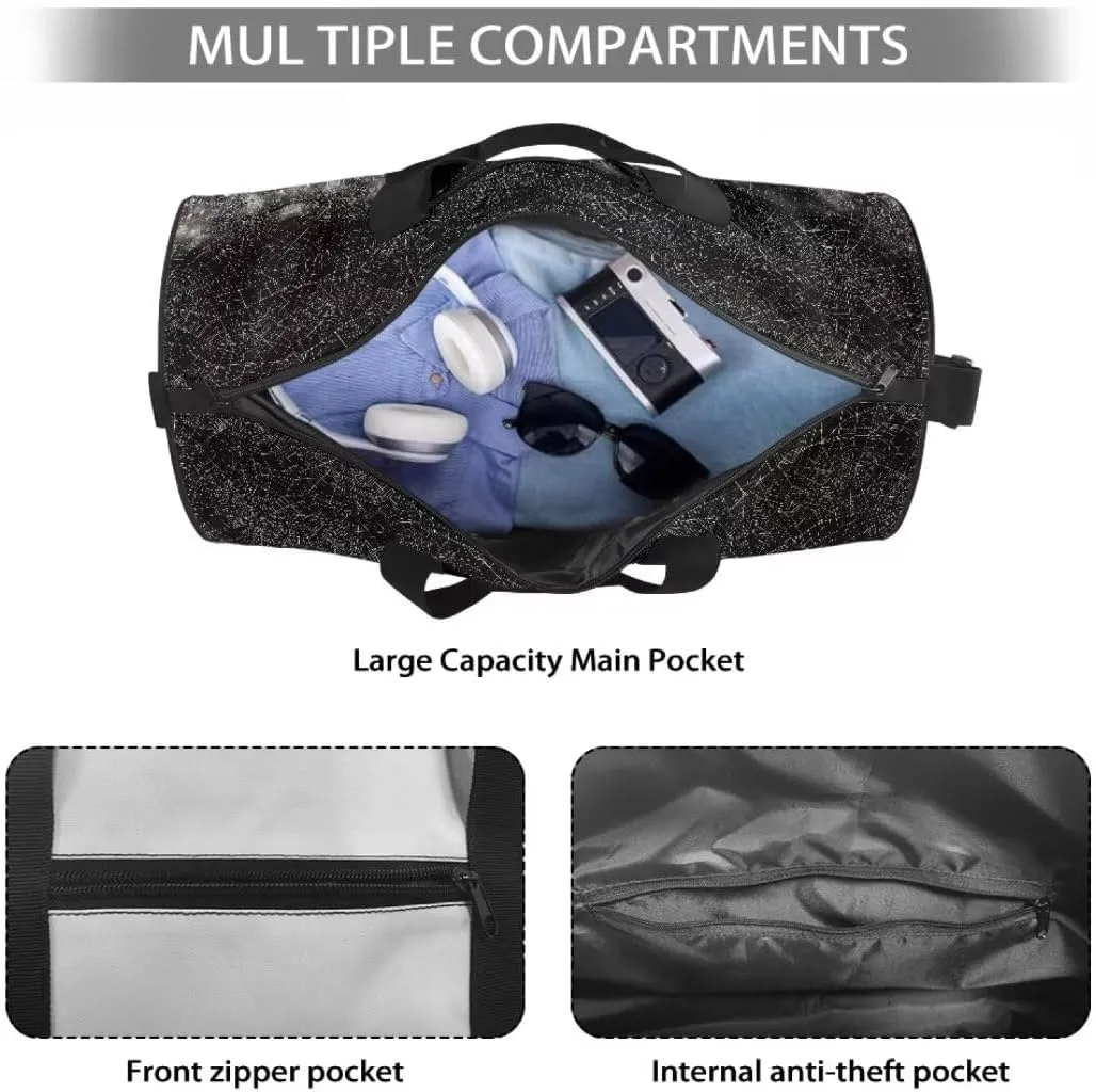 Boatee Butterfly Travel Bag for Women Large Duffle Bag Portable Gym Bags Casual Weekender Bag Overnight Handbag with Adjustable Shoulder Strap Multifunctional Travel Toiletry Bag Handle Bags White