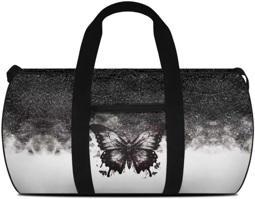 Boatee Butterfly Travel Bag for Women Large Duffle Bag Portable Gym Bags Casual Weekender Bag Overnight Handbag with Adjustable Shoulder Strap Multifunctional Travel Toiletry Bag Handle Bags White