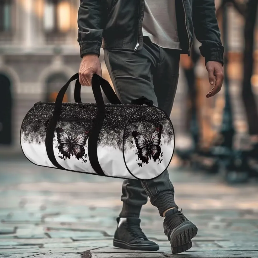 Boatee Butterfly Travel Bag for Women Large Duffle Bag Portable Gym Bags Casual Weekender Bag Overnight Handbag with Adjustable Shoulder Strap Multifunctional Travel Toiletry Bag Handle Bags White