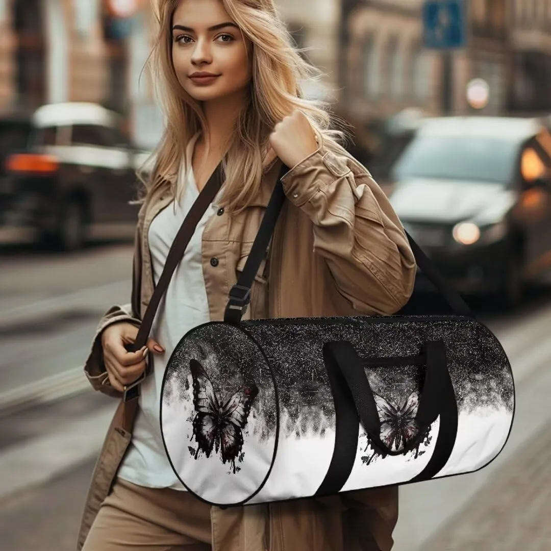 Boatee Butterfly Travel Bag for Women Large Duffle Bag Portable Gym Bags Casual Weekender Bag Overnight Handbag with Adjustable Shoulder Strap Multifunctional Travel Toiletry Bag Handle Bags White