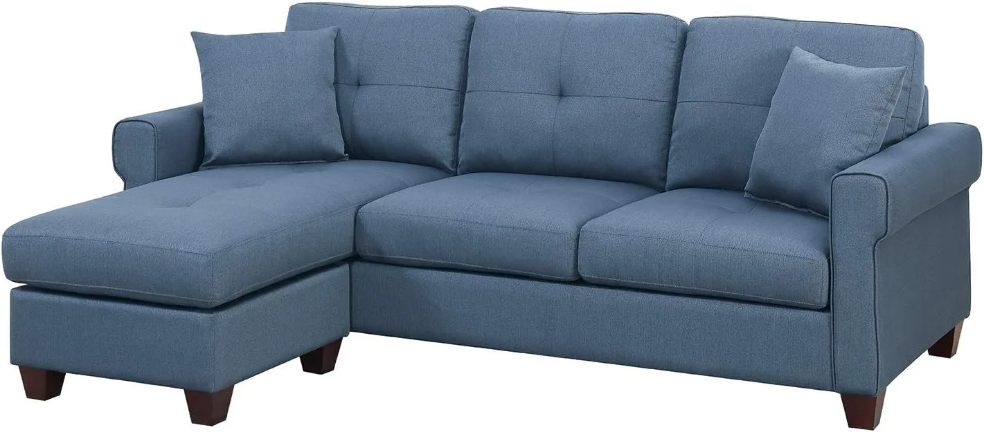 Bobkona Poundex Ira Sectional Sofa, Blue