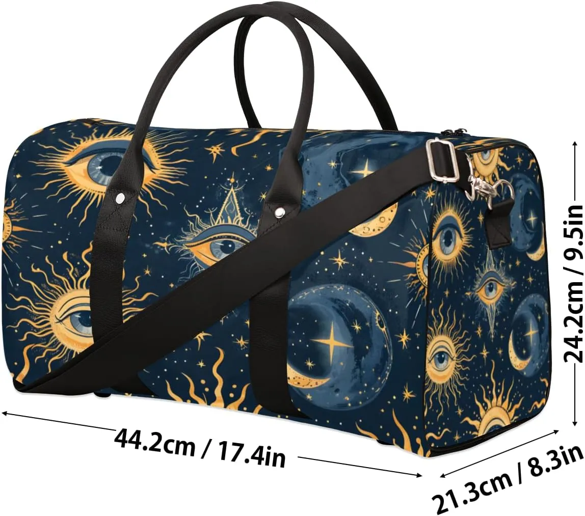 Bohemia Eye Travel Duffle Bag for Women Men Gym Duffel Foldable Bag Waterproof Weekender Sun Abstract Duffle Tote