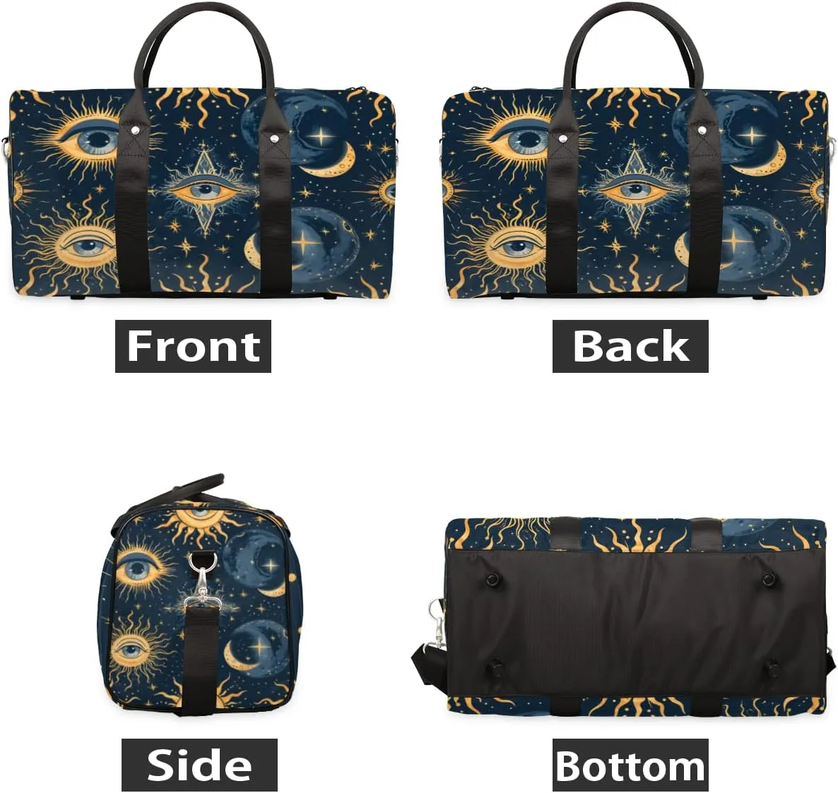 Bohemia Eye Travel Duffle Bag for Women Men Gym Duffel Foldable Bag Waterproof Weekender Sun Abstract Duffle Tote