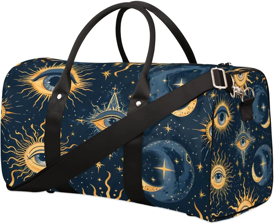 Bohemia Eye Travel Duffle Bag for Women Men Gym Duffel Foldable Bag Waterproof Weekender Sun Abstract Duffle Tote