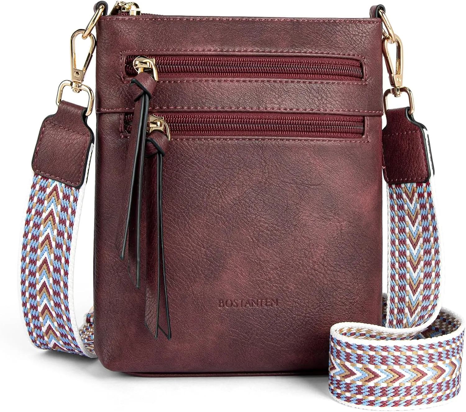 BOSTANTEN Crossbody Bags for Women Trendy Vegan Leather Purse Designer Shoulder Handbags with Adjustable Strap Zipper Pocket