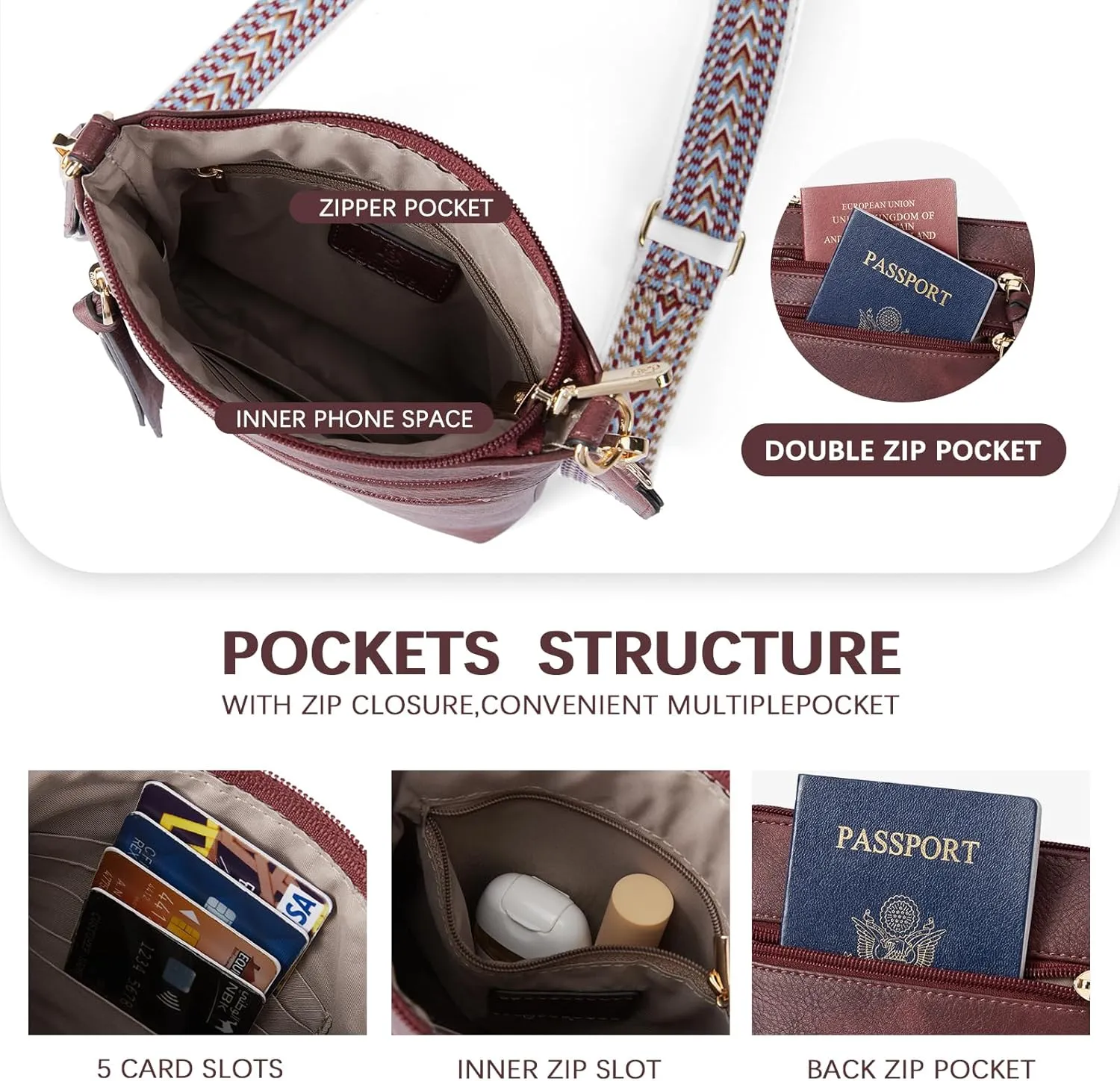 BOSTANTEN Crossbody Bags for Women Trendy Vegan Leather Purse Designer Shoulder Handbags with Adjustable Strap Zipper Pocket