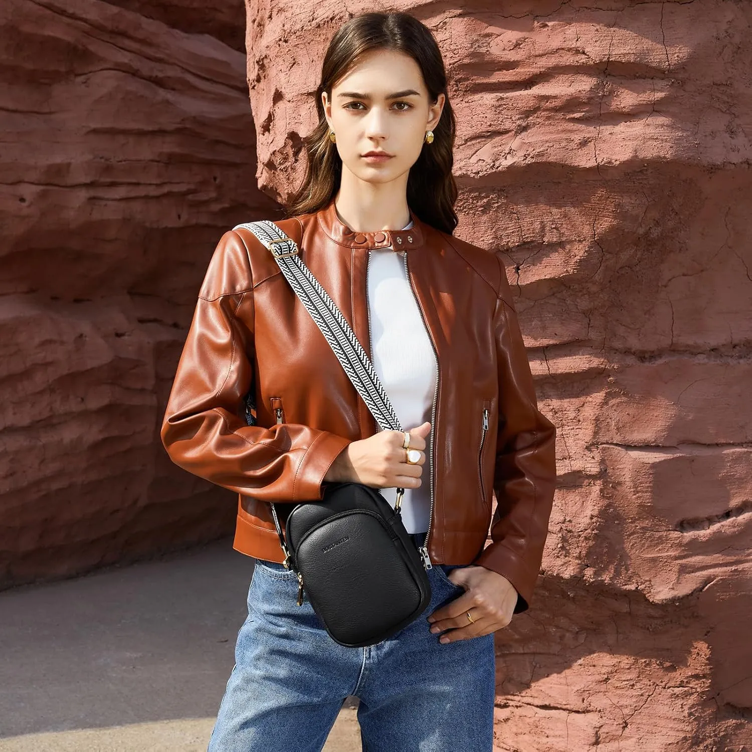 BOSTANTEN Small Crossbody Bags for Women Designer Zip Cell Phone Purse Shoulder Handbags Wallet with Card Slots