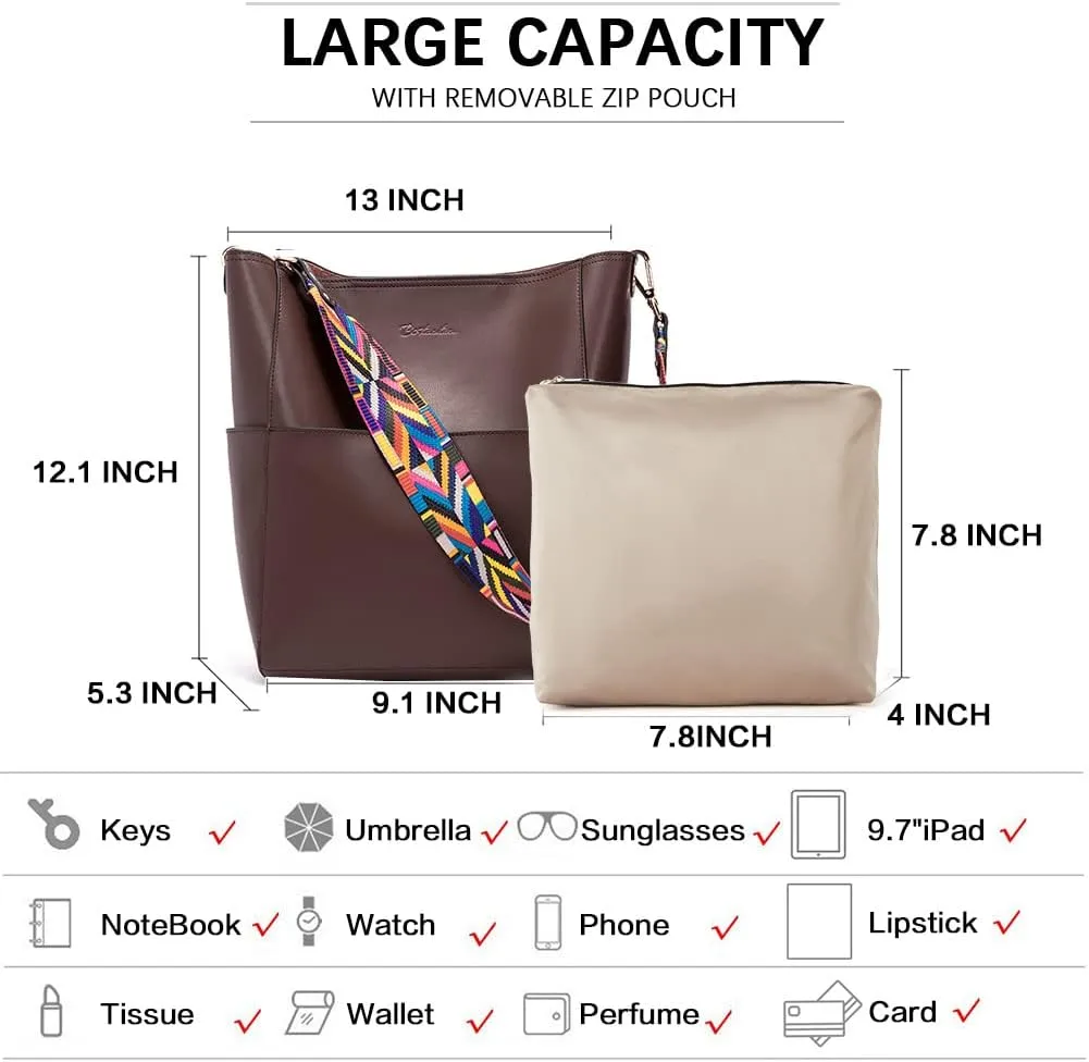BOSTANTEN Women's Leather Designer Handbags Tote Purses Shoulder Bucket Bags