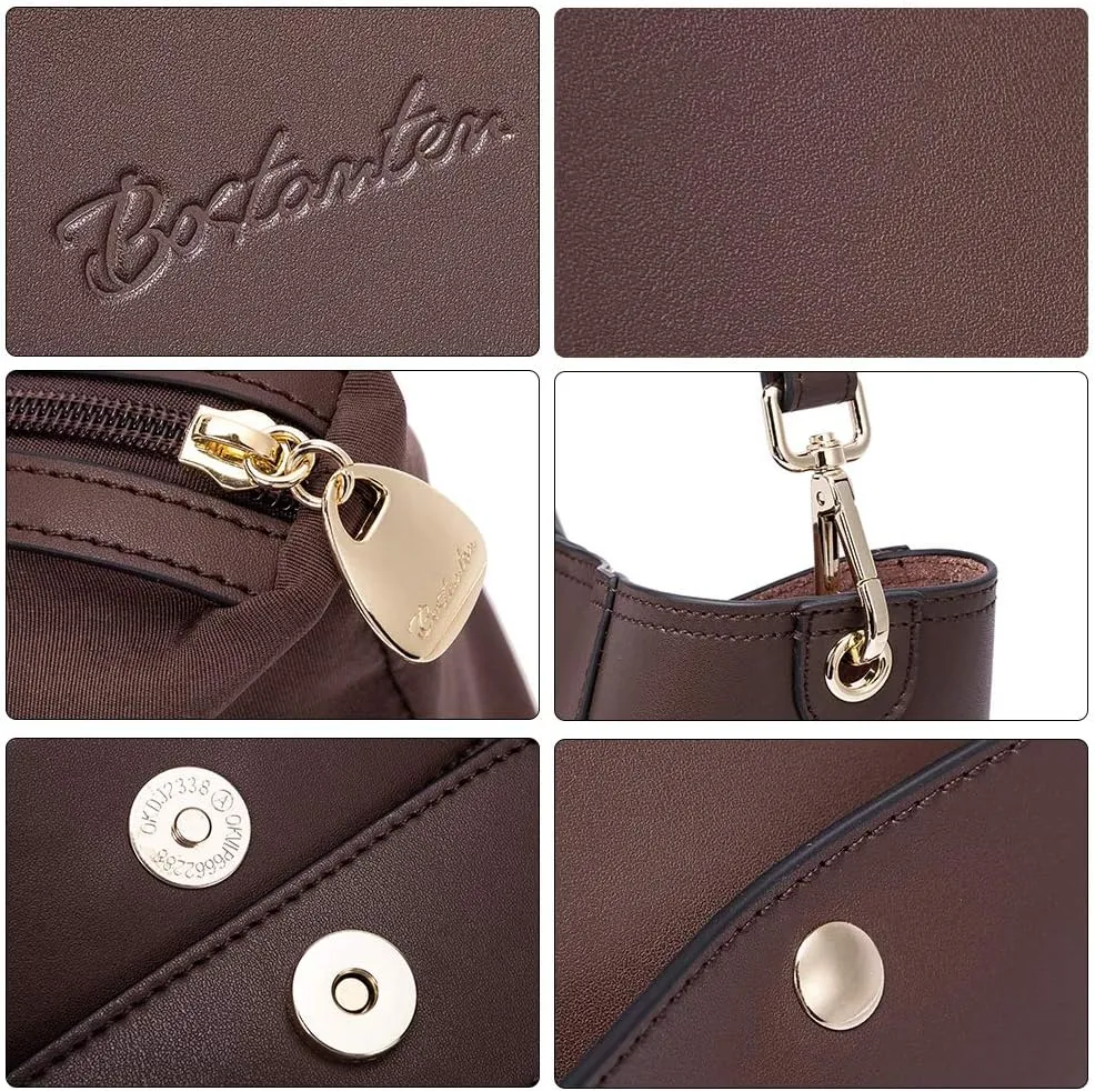 BOSTANTEN Women's Leather Designer Handbags Tote Purses Shoulder Bucket Bags
