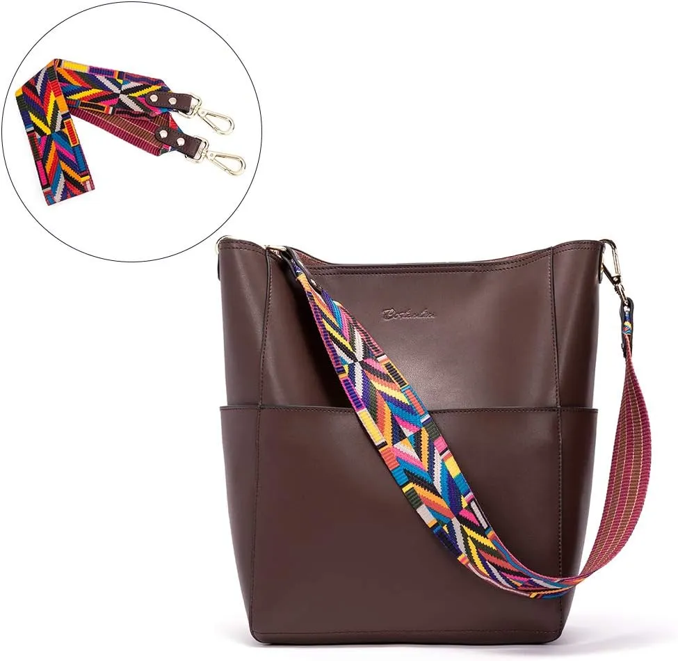 BOSTANTEN Women's Leather Designer Handbags Tote Purses Shoulder Bucket Bags