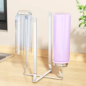 Bottle Drying Rack, Stainless Steel Water Bottle Drying Rack, Collapsible Baby Bottles Rack Dryer Plastic Bag Holder Multifunctional Kitchen Dryer Rack for Cups, Glass Bottles, Reusable Bag