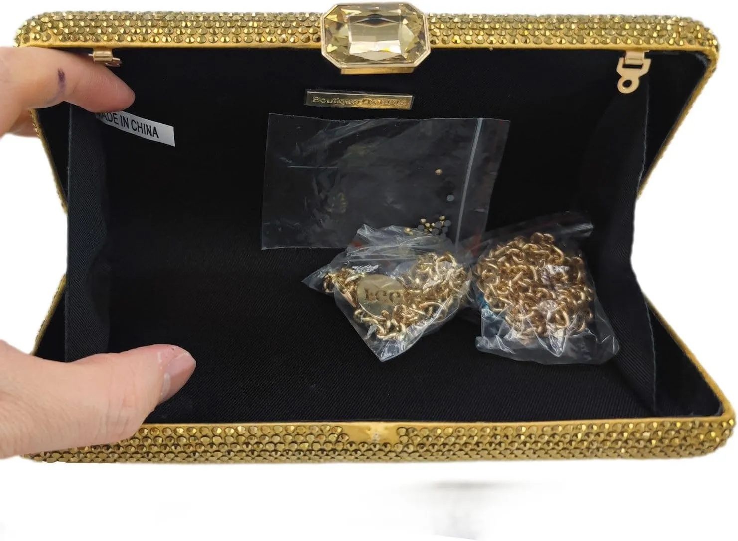 Boutique De FGG Crystal Evening Bags for Women Formal Party Box Clutch Wedding Rhinestone Handbags Bridal Clutch Purse,Mini