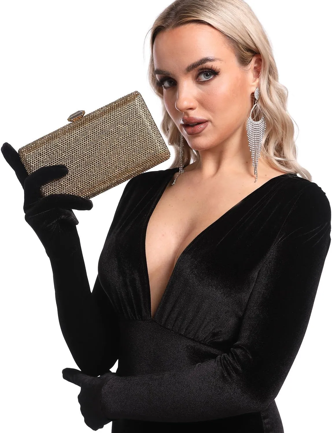 Boutique De FGG Crystal Evening Bags for Women Formal Party Box Clutch Wedding Rhinestone Handbags Bridal Clutch Purse,Mini
