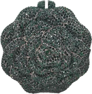 Boutique De FGG Rose Crystal Clutch Purse Women Flower Evening Bag Wedding Party Prom Bridal Rhinestone Floral Handbag,Mini