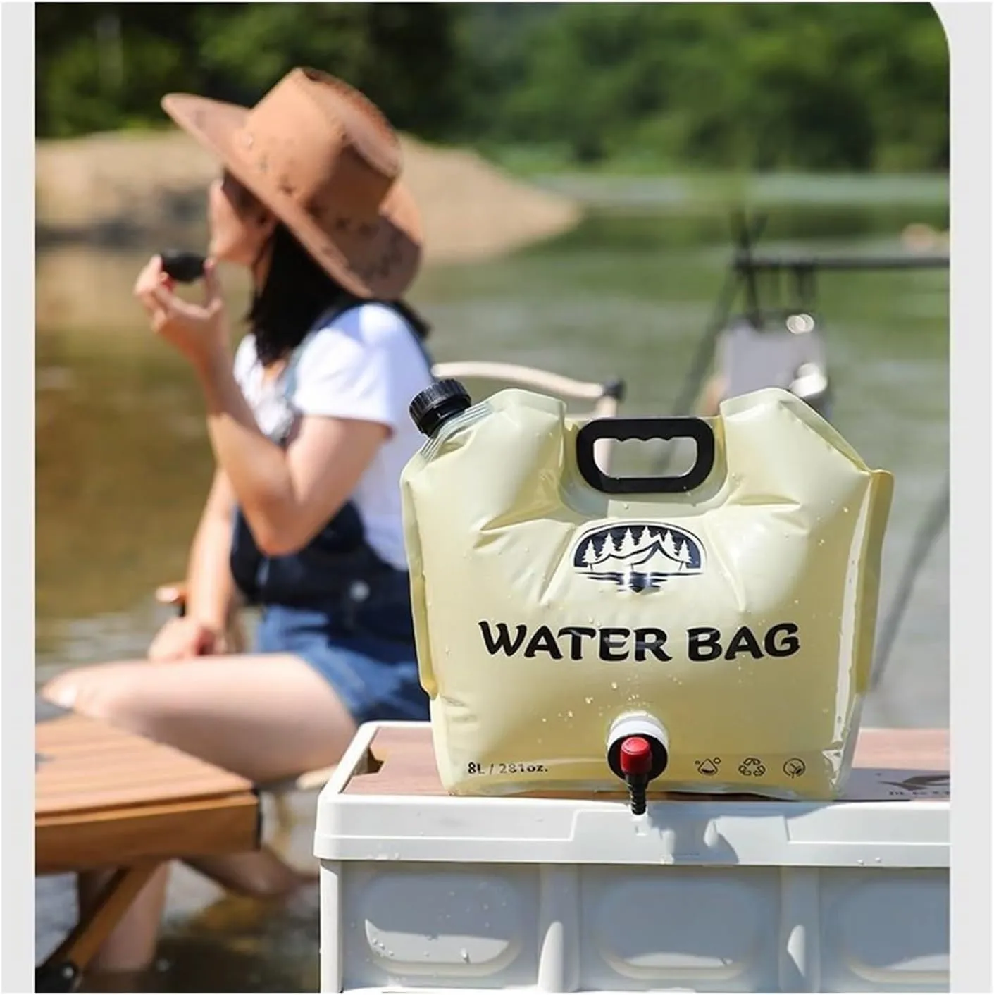 BPA Free Outdoor Water Bag, Folding Clear Water Storage Bag Portable Plastic Water Bottle Car Water Container for Camping Hiking Backpack Emergency(7PCS)