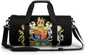 British Royal Coat of Arms England Queen Print Gym Sport Bag Travel Duffel Bags Weekender Carry on Tote Bags for Women Men