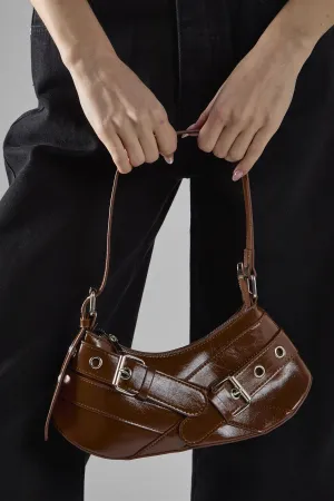 Brown Buckle Shoulder-Bag