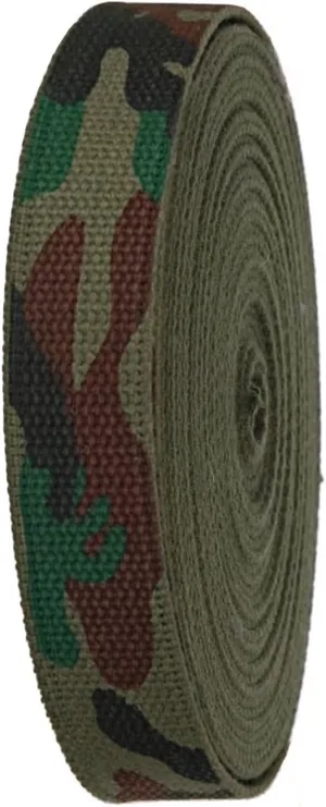 Build A Belt 1.25" Wide 2.4mm Thick Heavy Canvas Webbing Roll for Belts, Bags, Crafts (10 Yard Army Camo)