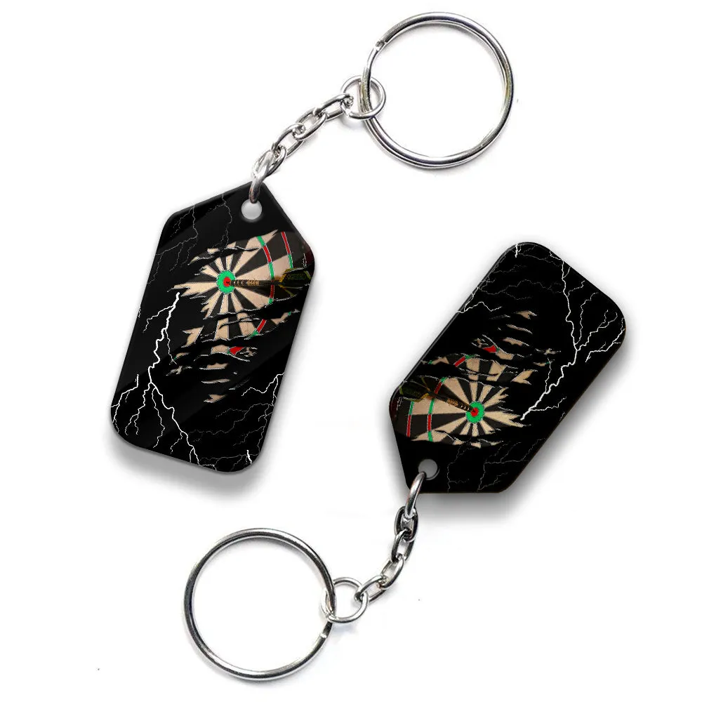 Bullseye Dartboard Thunder Personalized Name 3D Grim Reaper And Darts Keychain For Dart Team Player