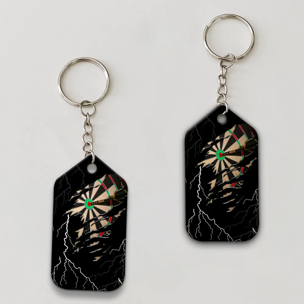 Bullseye Dartboard Thunder Personalized Name 3D Grim Reaper And Darts Keychain For Dart Team Player