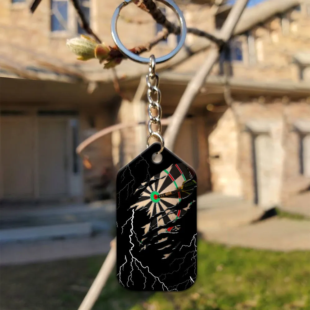 Bullseye Dartboard Thunder Personalized Name 3D Grim Reaper And Darts Keychain For Dart Team Player