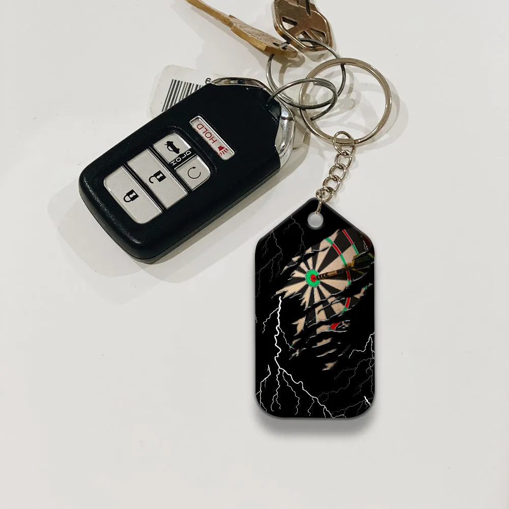 Bullseye Dartboard Thunder Personalized Name 3D Grim Reaper And Darts Keychain For Dart Team Player