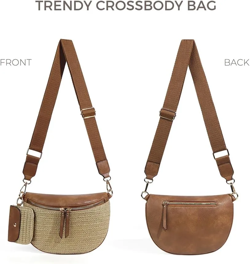 Bum Bags for Women Crossbody Fanny Packs PU Leather Cross Body Bum Purse Belt Bag Bumbags for Work Shopping Daily