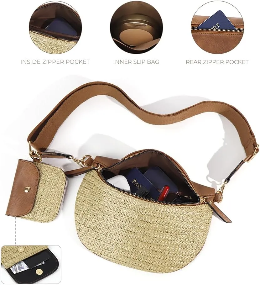 Bum Bags for Women Crossbody Fanny Packs PU Leather Cross Body Bum Purse Belt Bag Bumbags for Work Shopping Daily