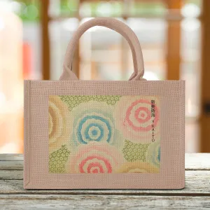 Burlap Shopping Bag with Shin Bijutsukai Camelia Flowers