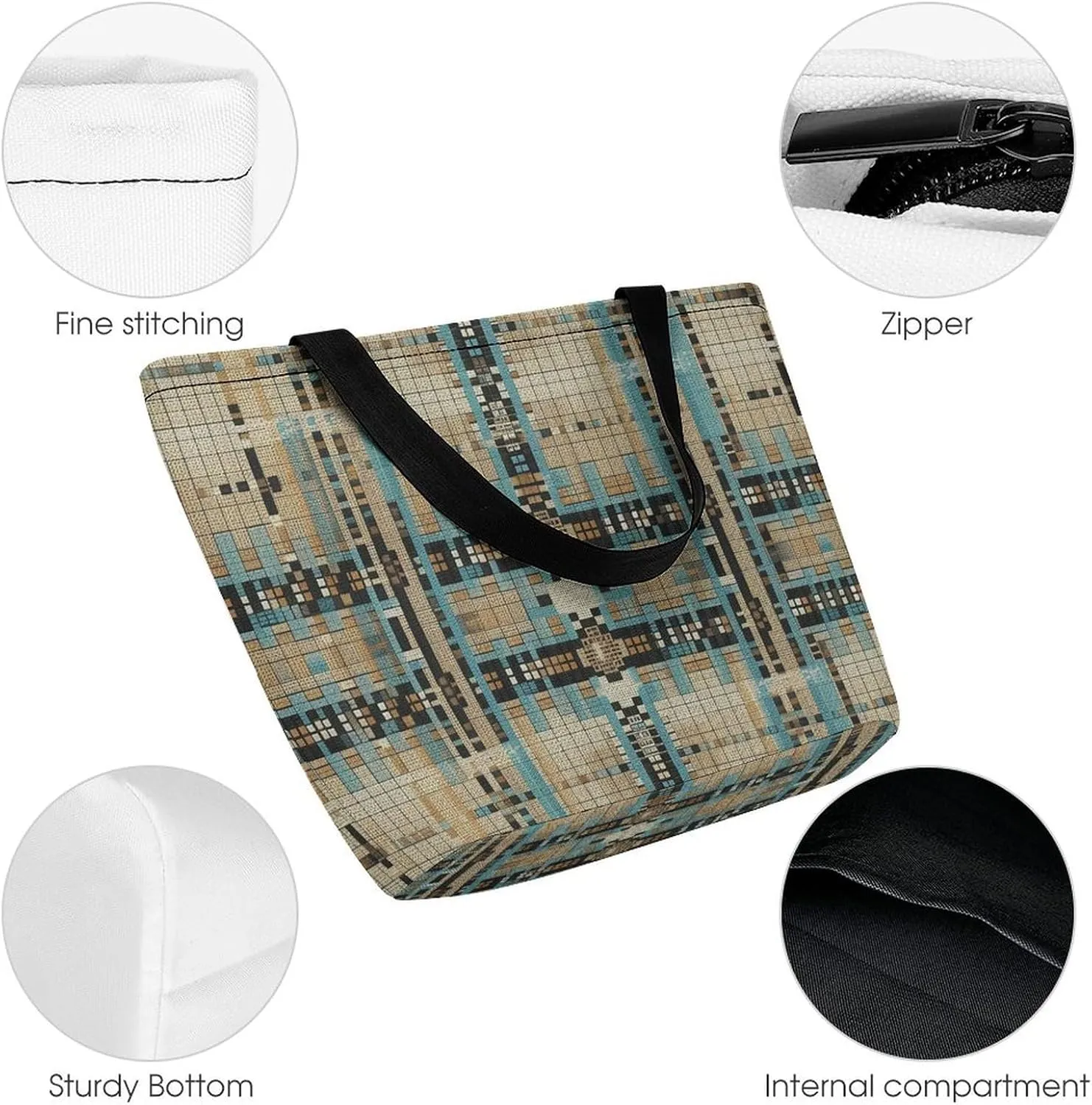 Burr Texture Style Tote Bag for Women Grocery Bags Foldable Shopping Bag Large Reusable Handbags for Work Travel