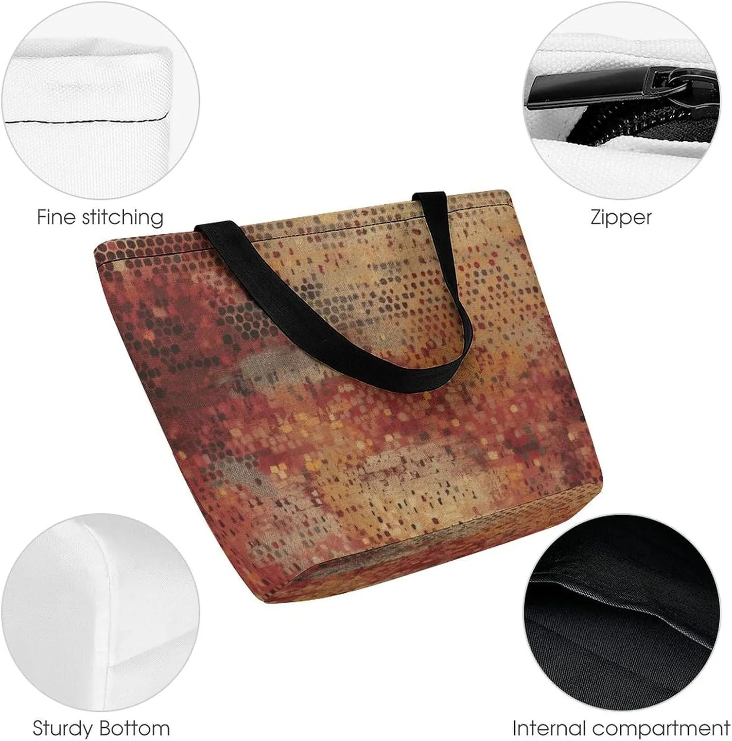 Burr Texture Style Tote Bag for Women Grocery Bags Foldable Shopping Bag Large Reusable Handbags for Work Travel