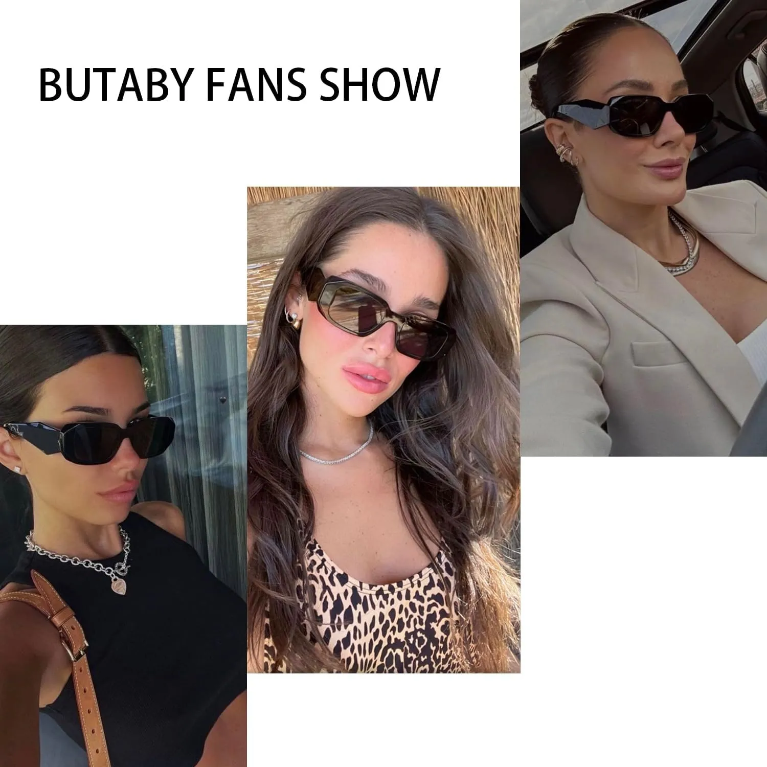 BUTABY Trendy Rectangle Sunglasses for Women Men Retro Sun Glasses Vintage Fashion Square Frame