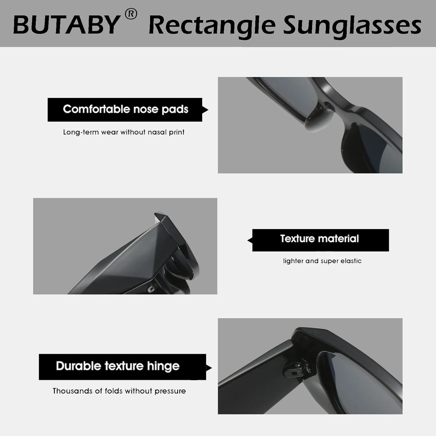 BUTABY Trendy Rectangle Sunglasses for Women Men Retro Sun Glasses Vintage Fashion Square Frame
