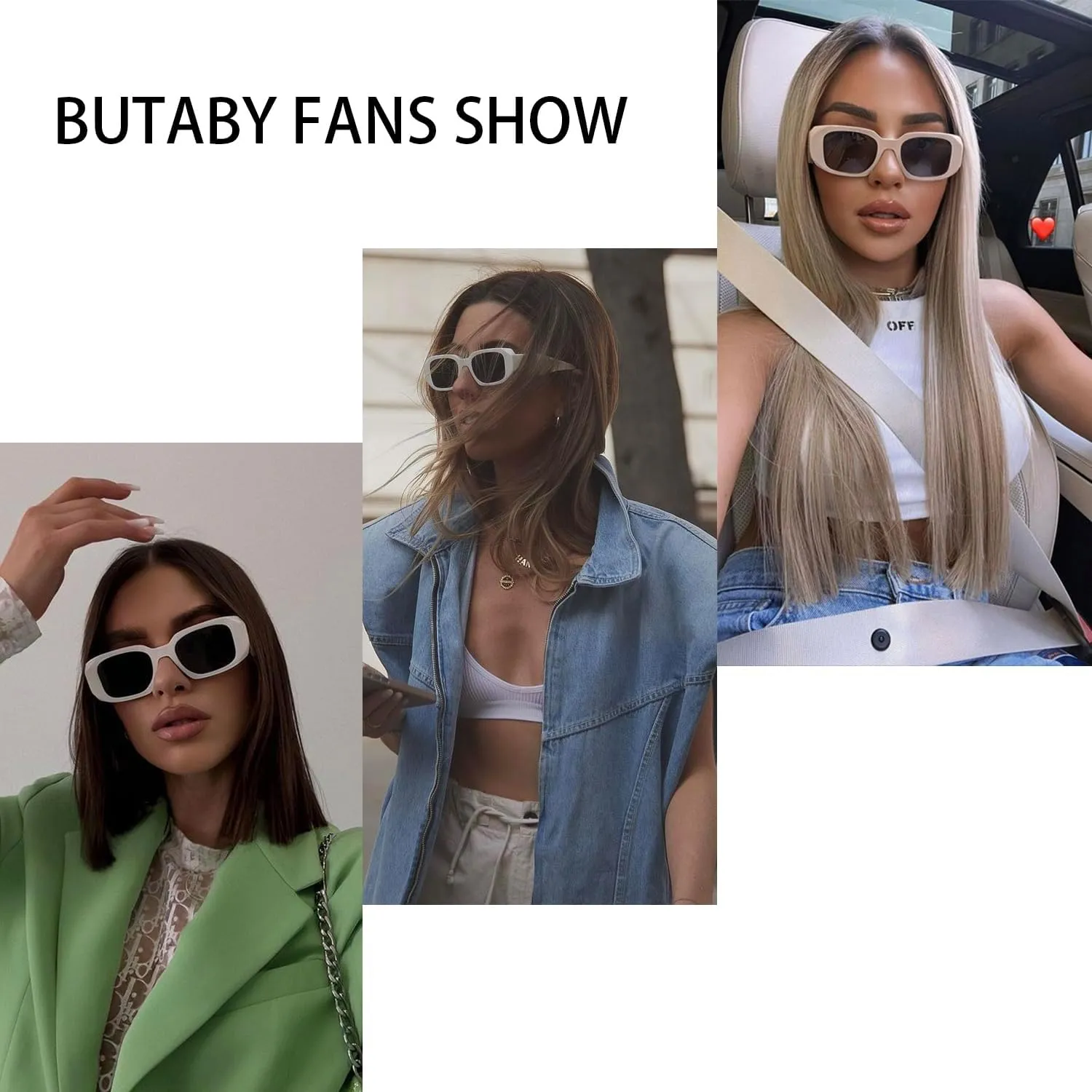 BUTABY Trendy Rectangle Sunglasses for Women Men Retro Sun Glasses Vintage Fashion Square Frame