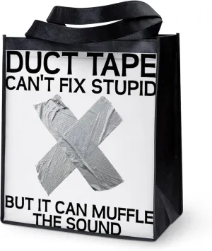 CafePress Duct Tape Fix Stupid Muffle The Sound Reusable Gro Reusable Collapsible Grocery Bag