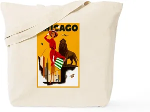 CafePress Vintage Chicago Travel Tote Bag Natural Canvas Tote Bag, Reusable Shopping Bag