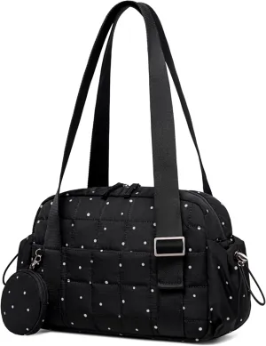 CAMTOP Mini Gym Bag for Women, Small Gym Tote Bag Puffy Quilted Sports Duffel Bag with Wet Compartment and Coin Purse Duffel Bags Dance Yoga Workout Bag