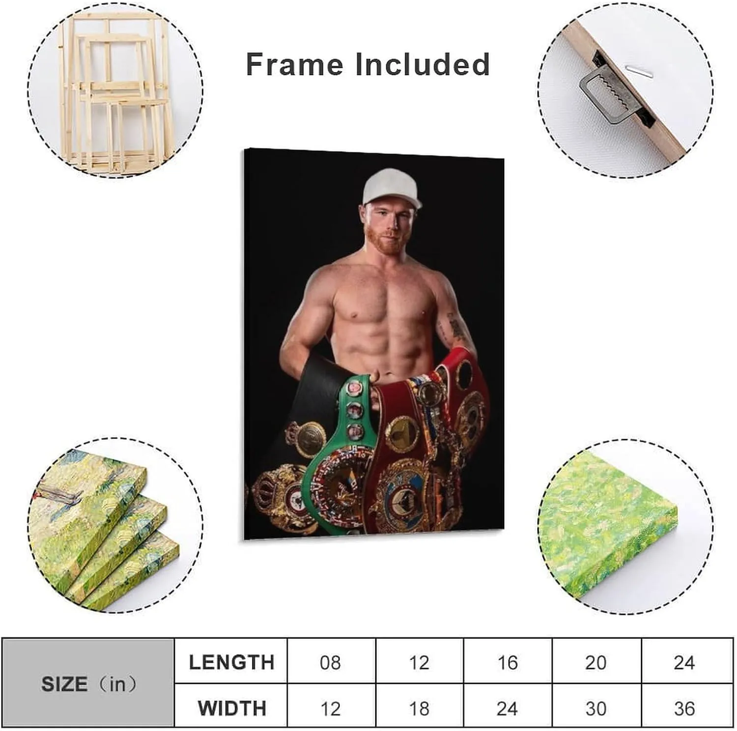 Canelo Alvarez Boxing Poster (2) Gifts Canvas Painting Poster Wall Art Decorative Picture Prints Modern Decor Framed-unframed 16x24inch(40x60cm)