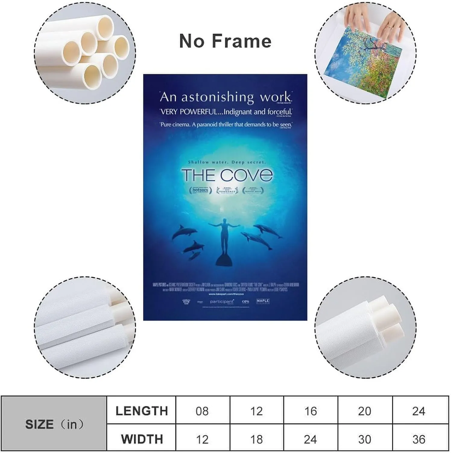 Canvas Movie Poster,The Cove,Marine Ecological Protection Documentary (4) Painting On Canvas Wall Art Poster Scroll Picture Print Living Room Walls Decor Home Posters 20x30inch(50x75cm)