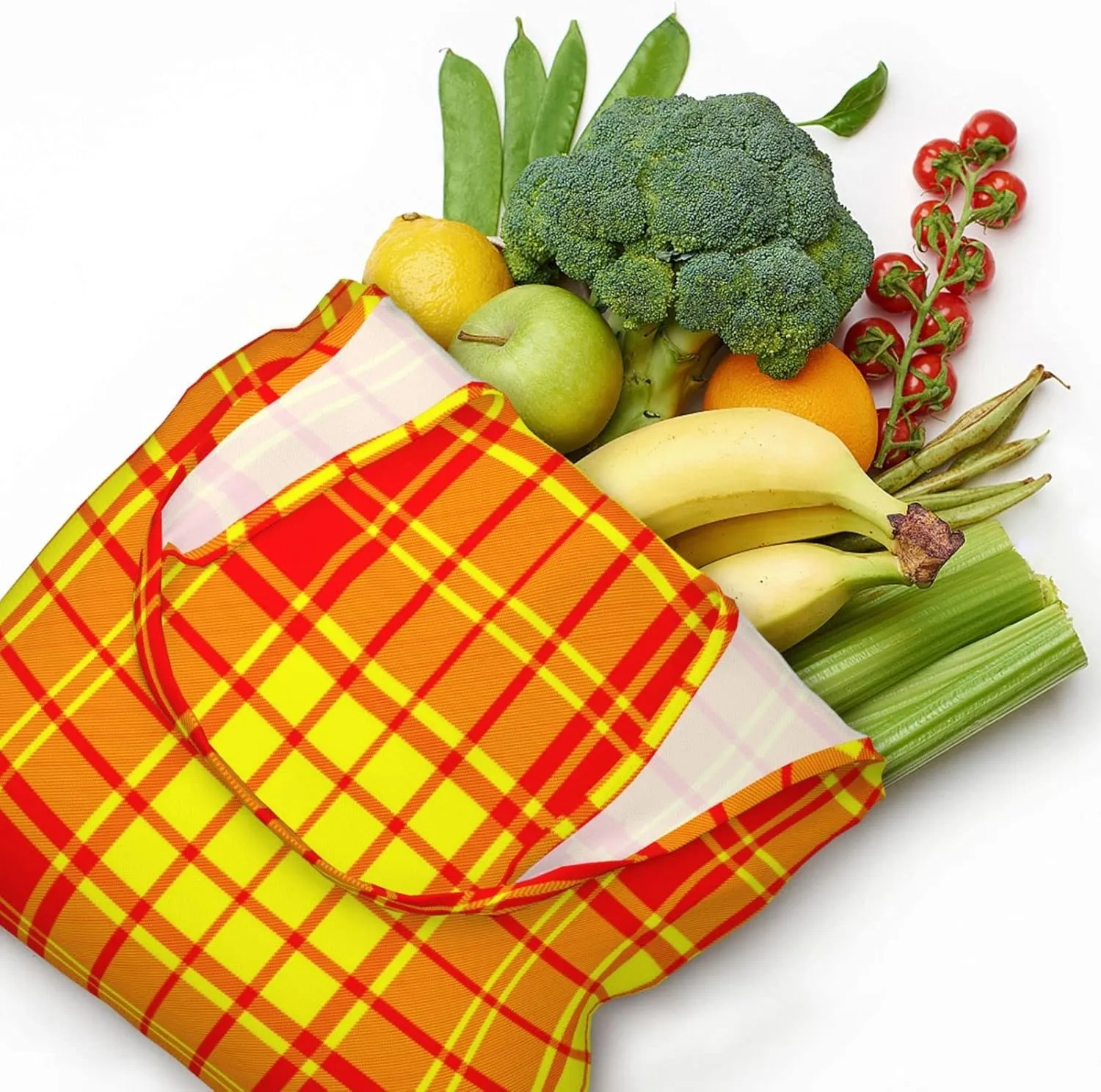 Canvas Shoulder Tote Bags For Women And Men, Reusable Grocery Bags, Large Capacity Clelland Modern Tartan Printed